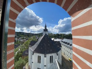 Kirche Schwarzenberg vom Schloss aus gesehen